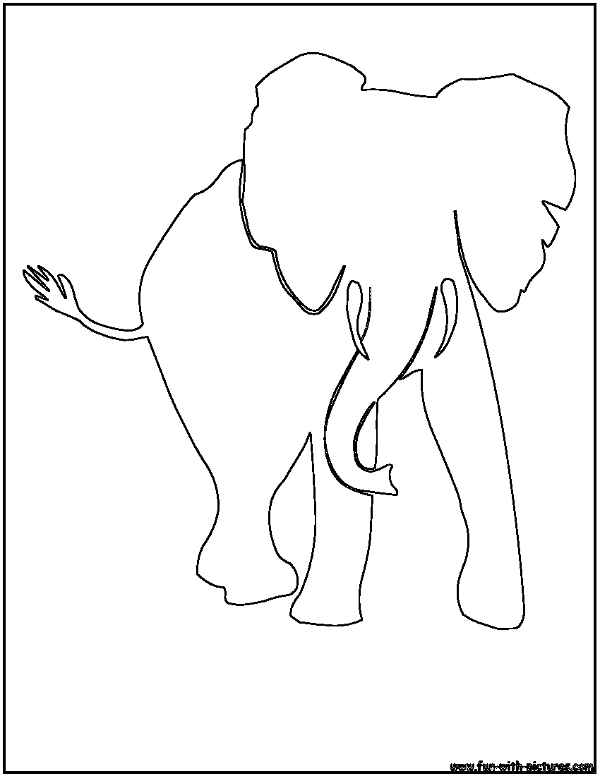 African Elephant Outline Coloring Page 