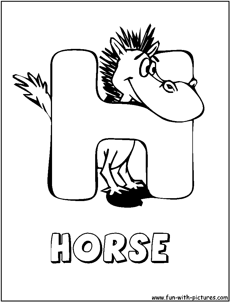Animal Alphabets H Coloring Page 