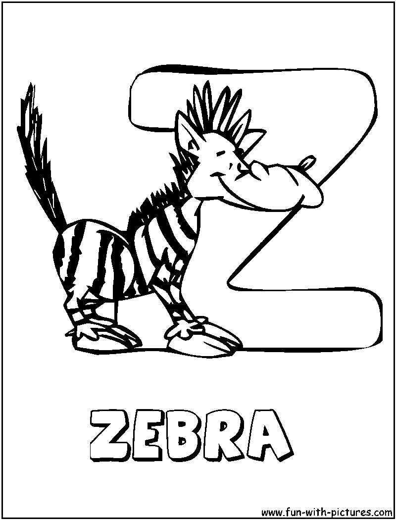 Animal Alphabets Z Coloring Page 