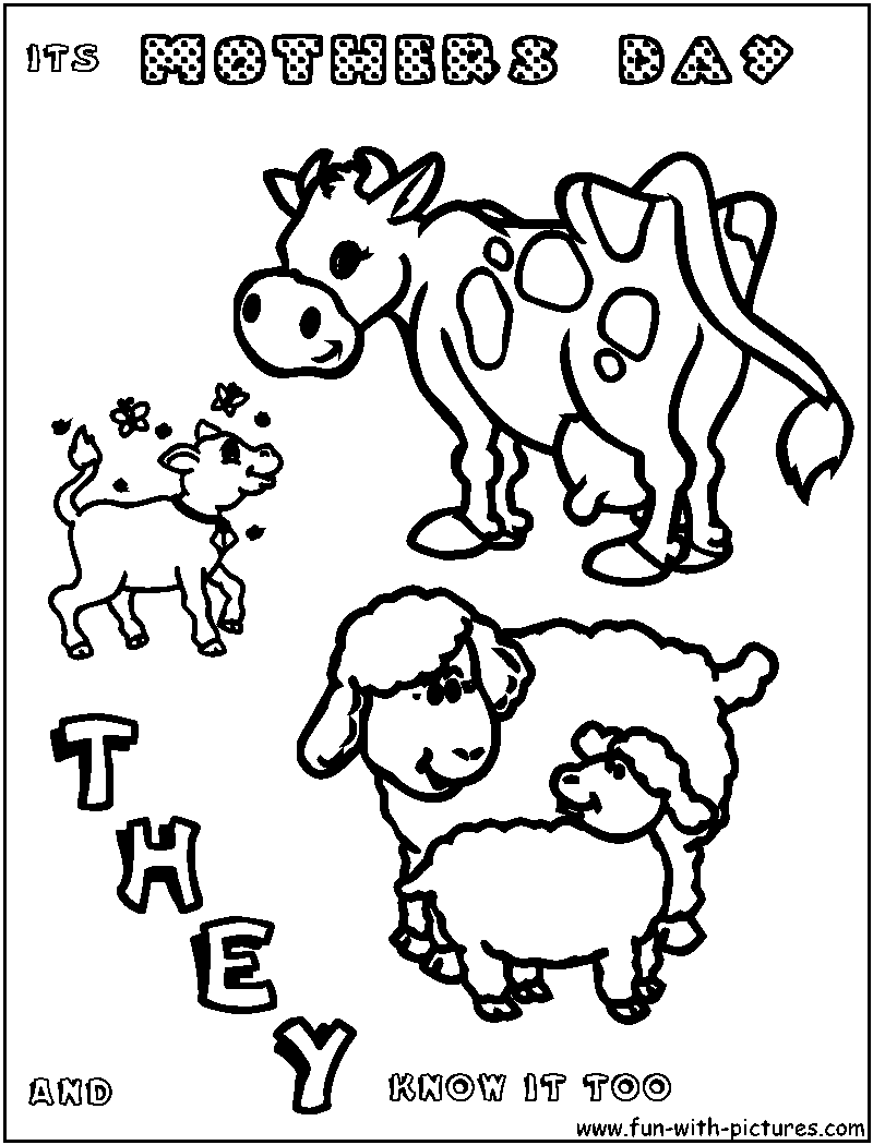 Animal Mothers Day Coloring Page 