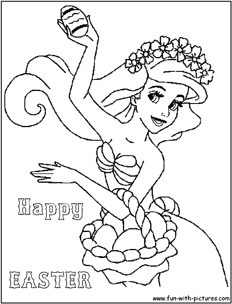Ariel Easter Coloring Page 