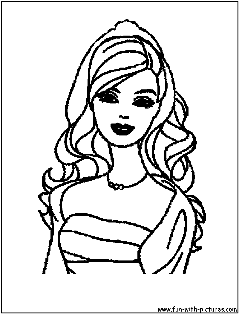 398 Cartoon Barbie Face Coloring Page with disney character