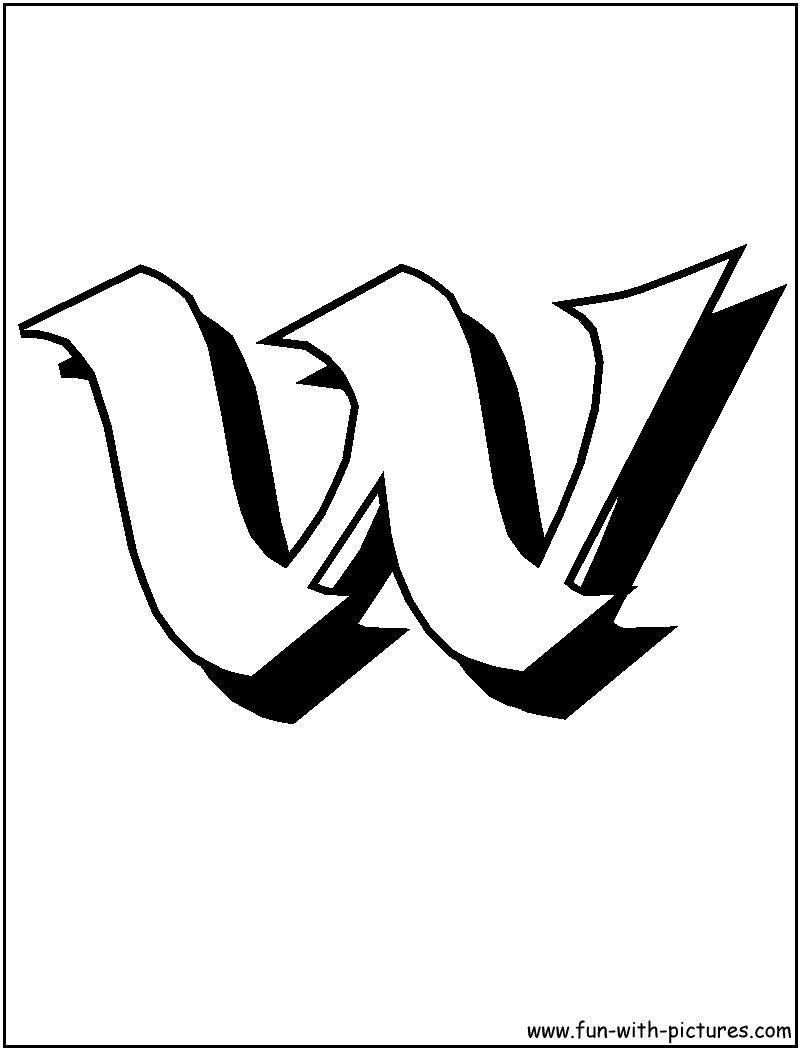 Free coloring pages of fancy letter w.