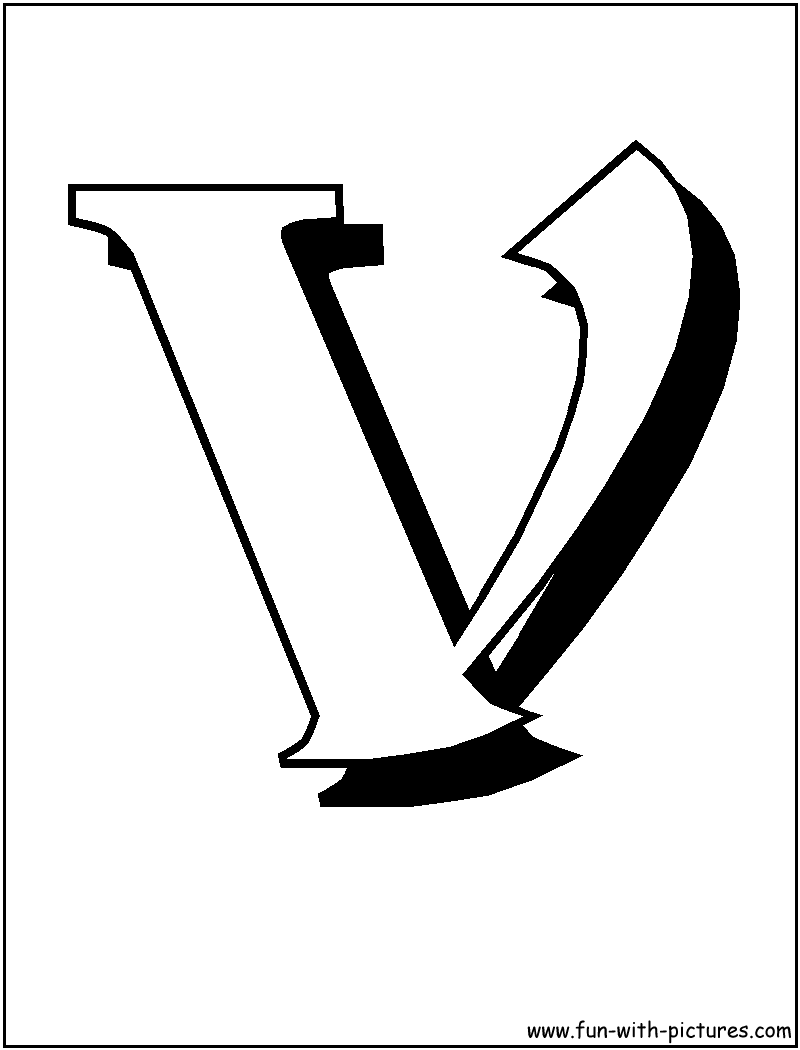 Blockletters V Coloring Page 
