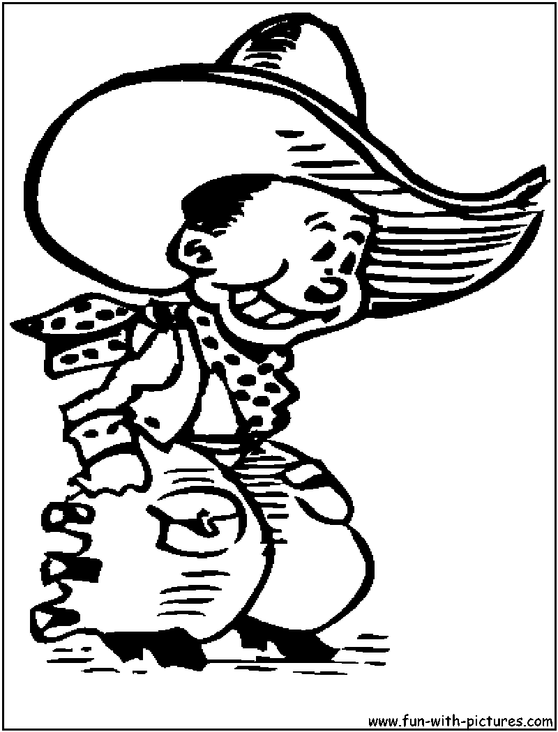 Cartoon Cowboy Coloring Page 