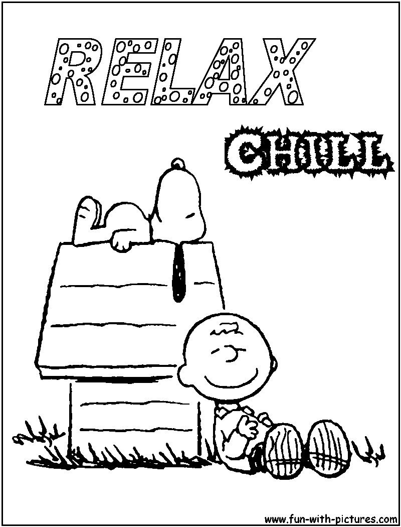 Charliebrown Snoopy Relax Coloring Page 