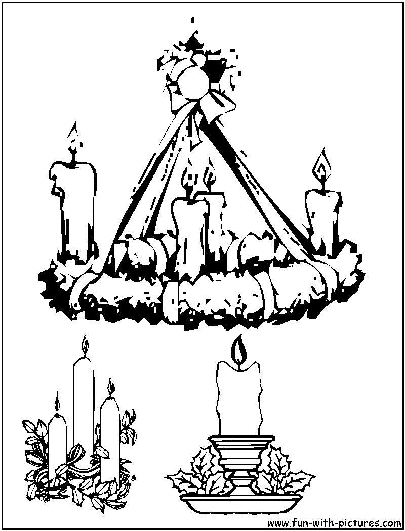 Christmas Candles Coloring Page 