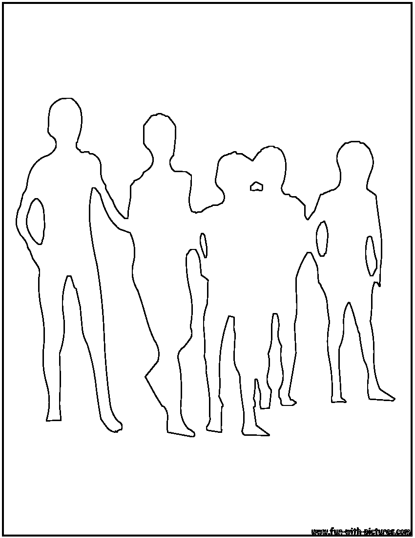 Crowd Outline Coloring Page 