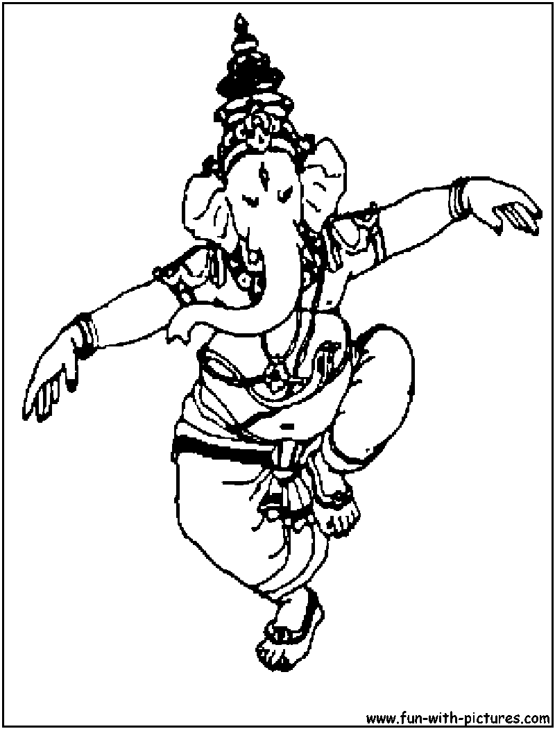 Dancing Ganesha Coloring Page 