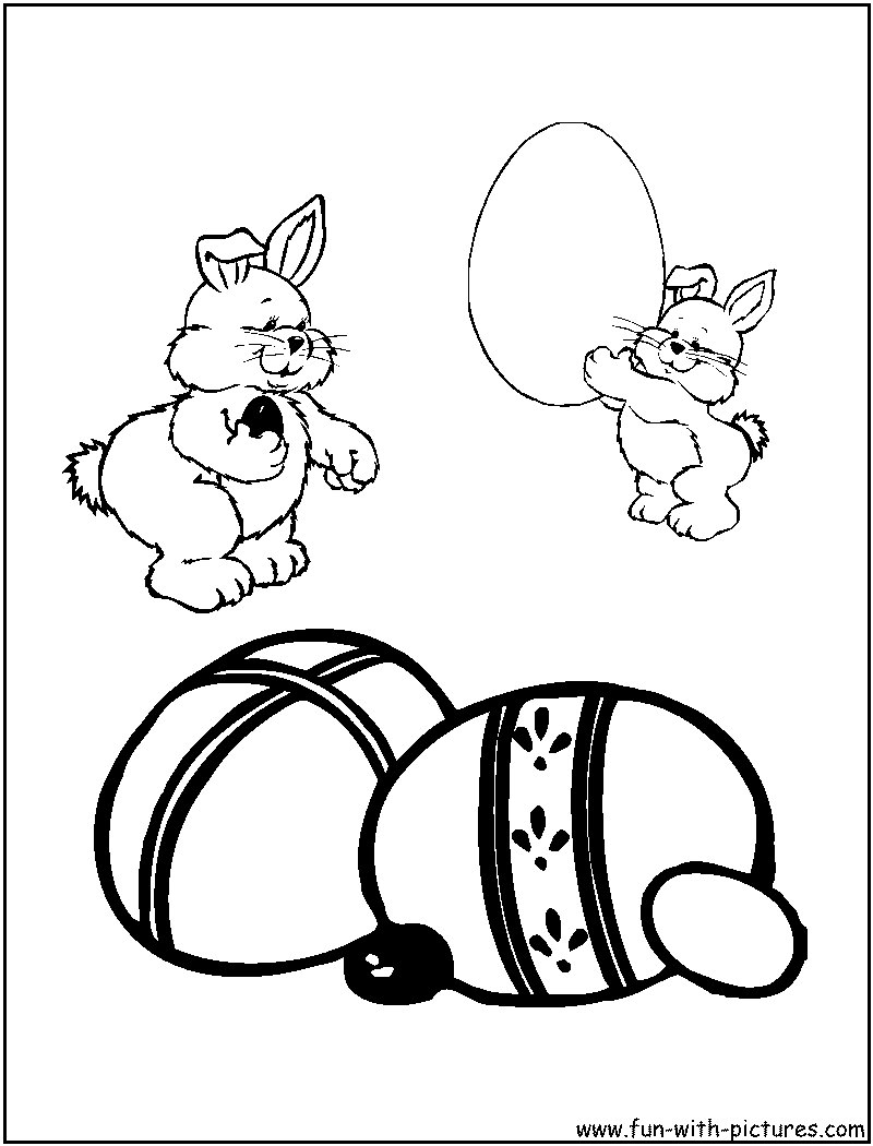 Easter Bunny Eggs Coloring Page 