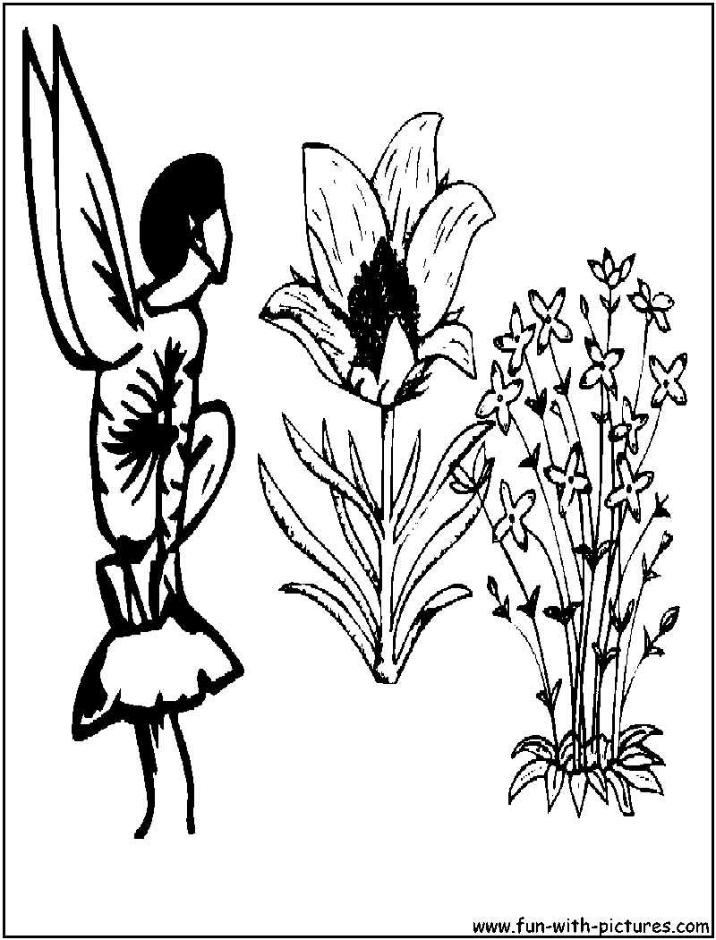 Faerie Flowers Coloring Page 