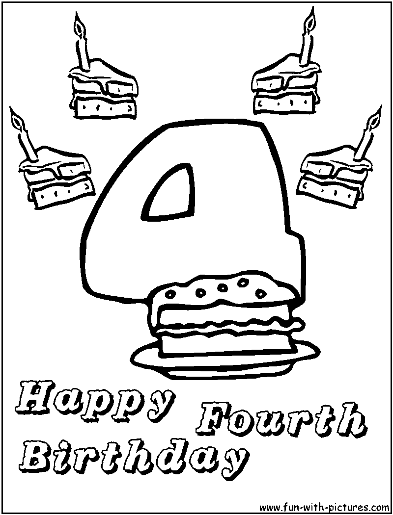 Fourth Birthday Coloring Page 