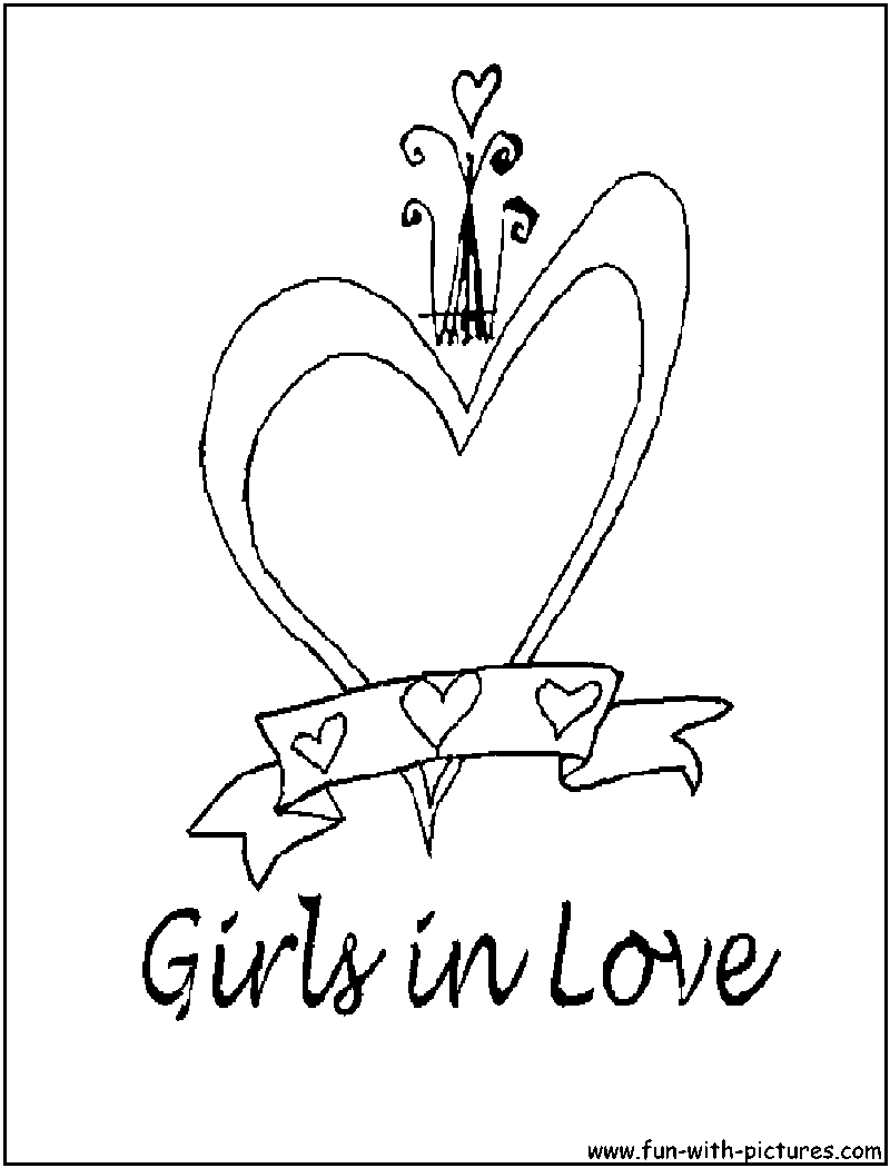Girls In Love Coloring Page 
