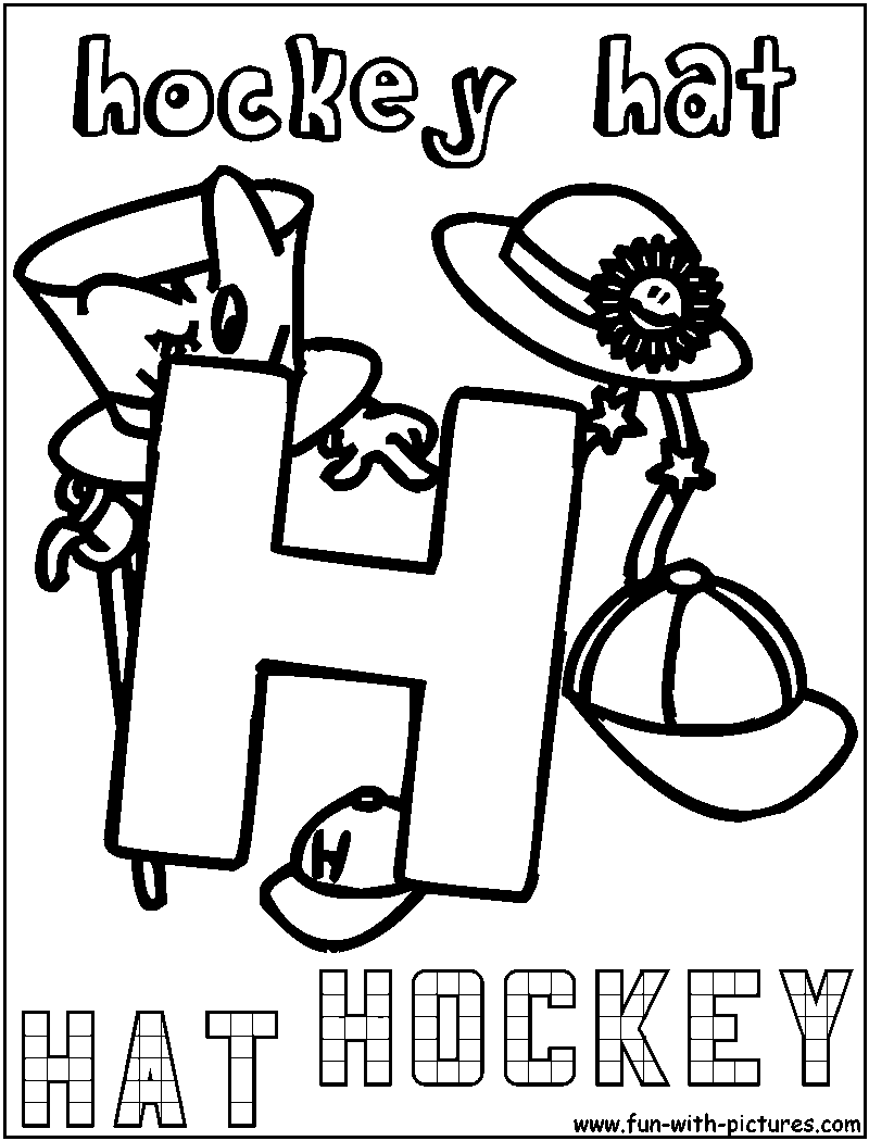 H Hockey Hat Coloring Page 