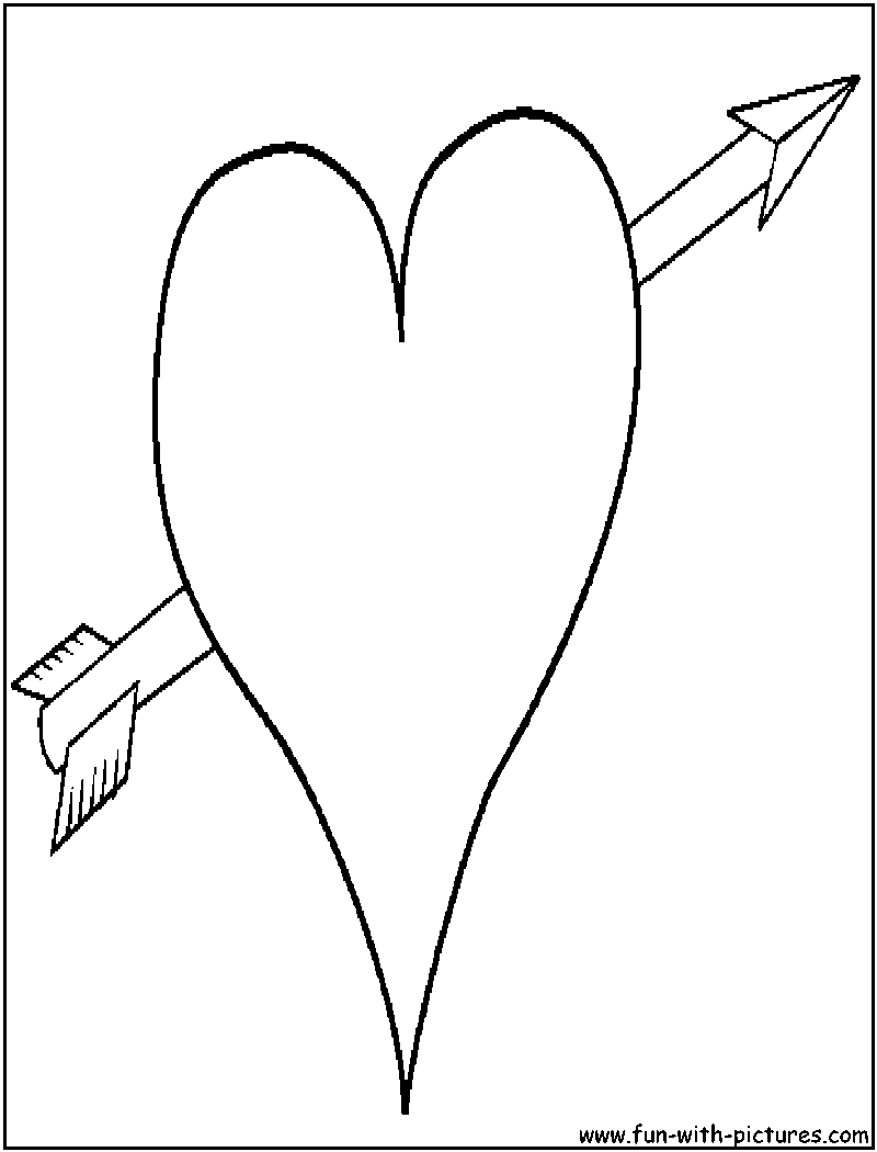 Heart Arrow Coloring Page 