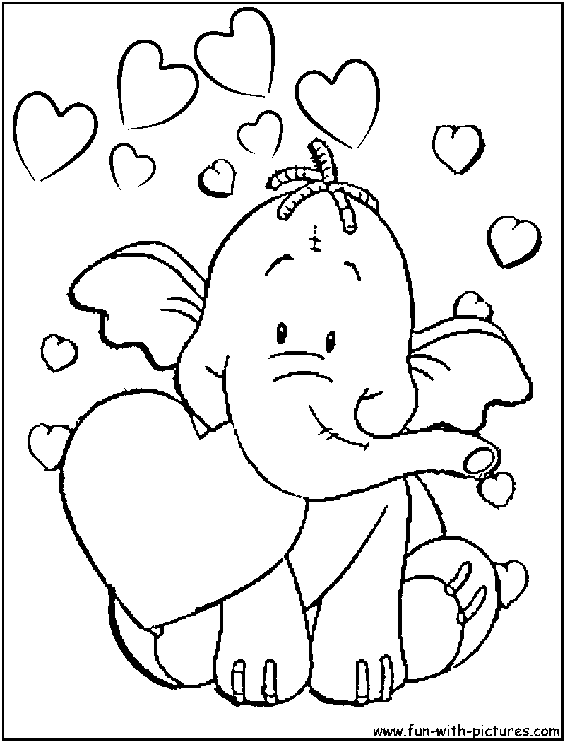 Heffalump Valentine Coloring Page 