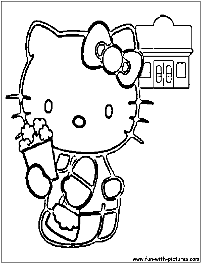 Hellokitty Popcorn Coloring Page 