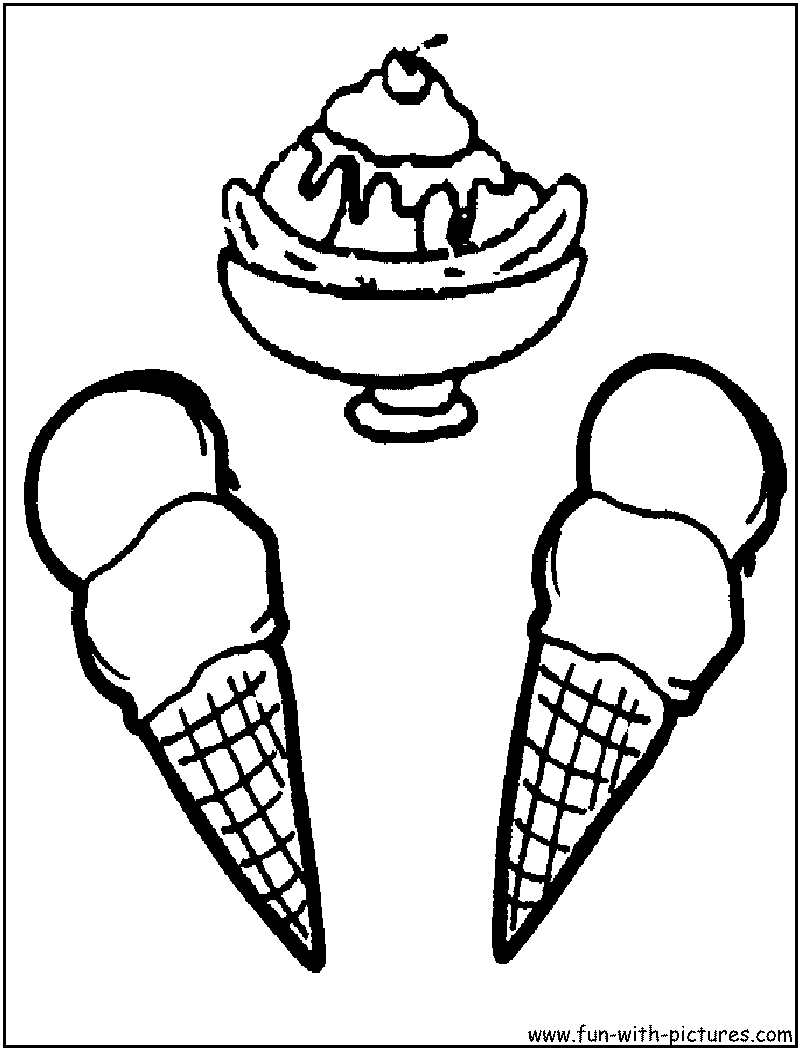 Ice Cream Cones Coloring Page 