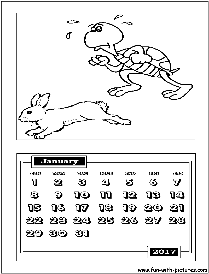 January Calendar Coloring Page 