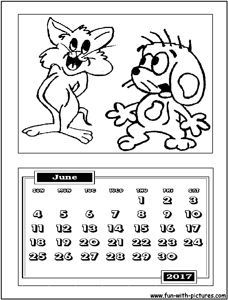 June Calendar Coloring Page 