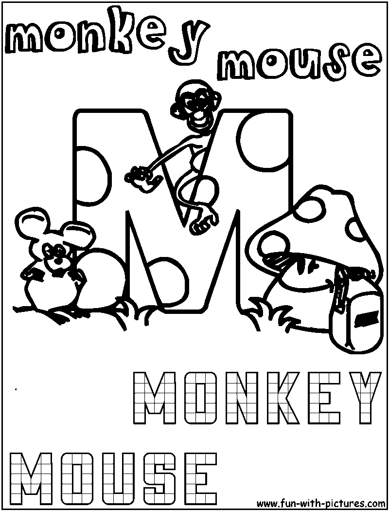 M Monkey Mouse Coloring Page 