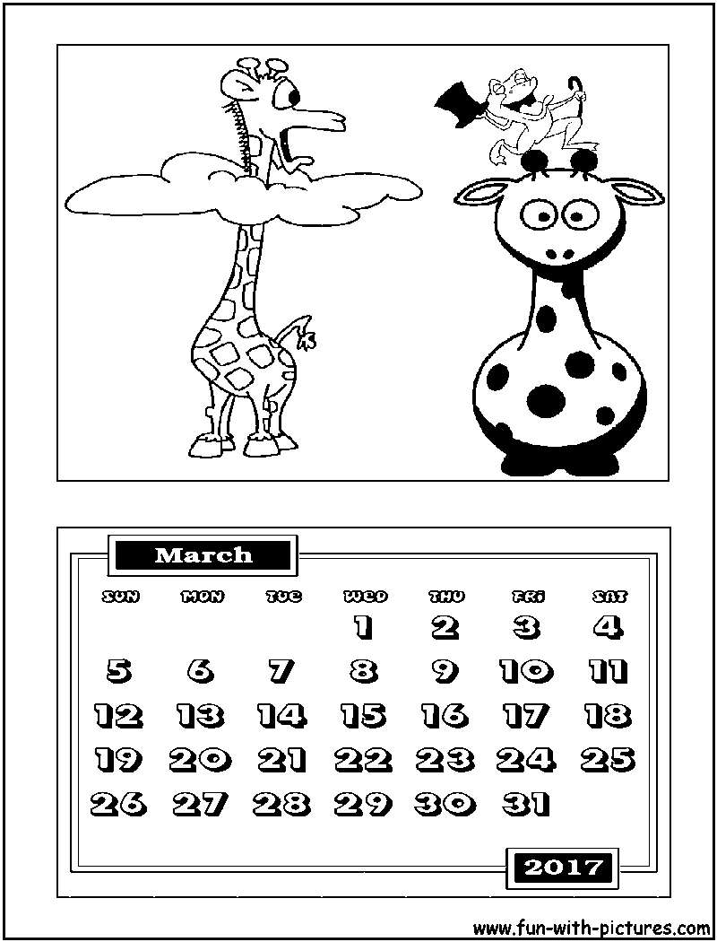 March Calendar Coloring Page 