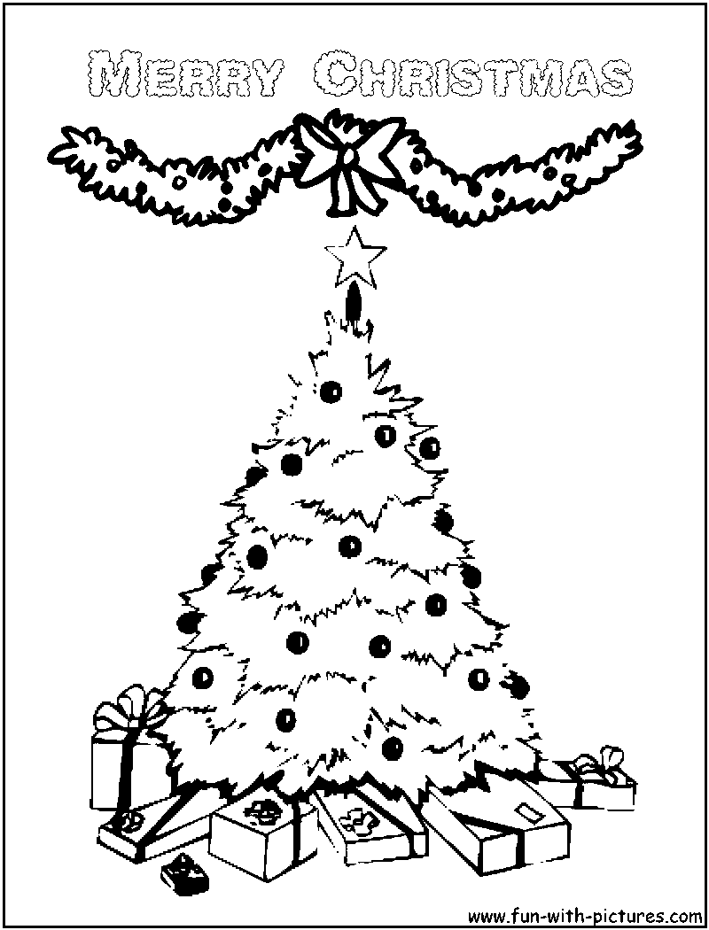 Merry Christmas Tree Coloring Page 