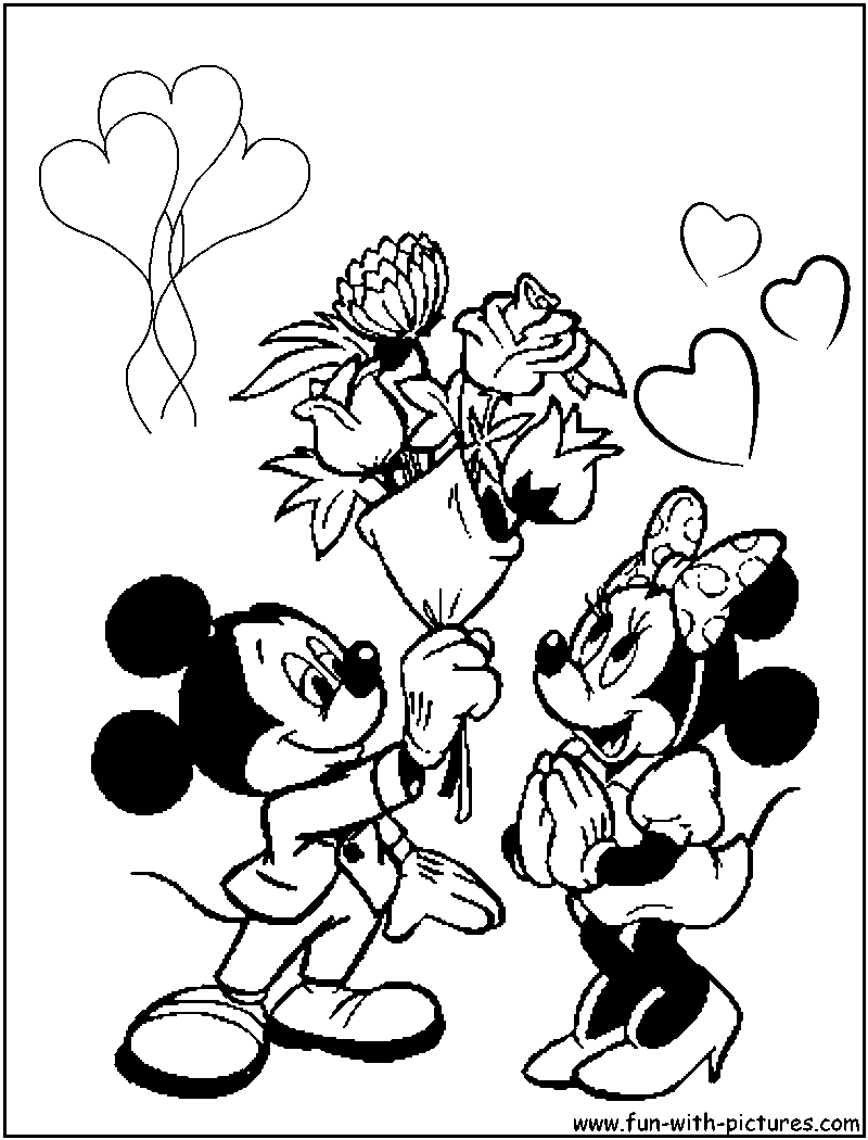 Mickey Minnie Valentine2 Coloring Page 