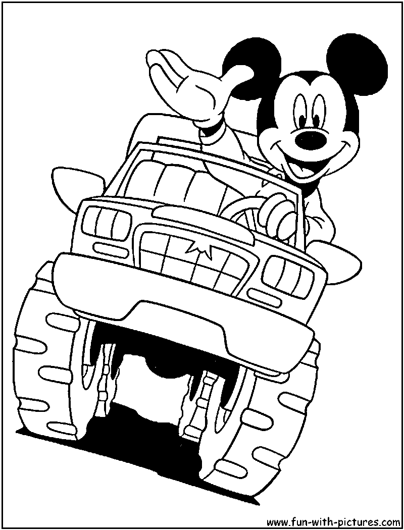 Mickeymouse Monstertruck Coloring Page 