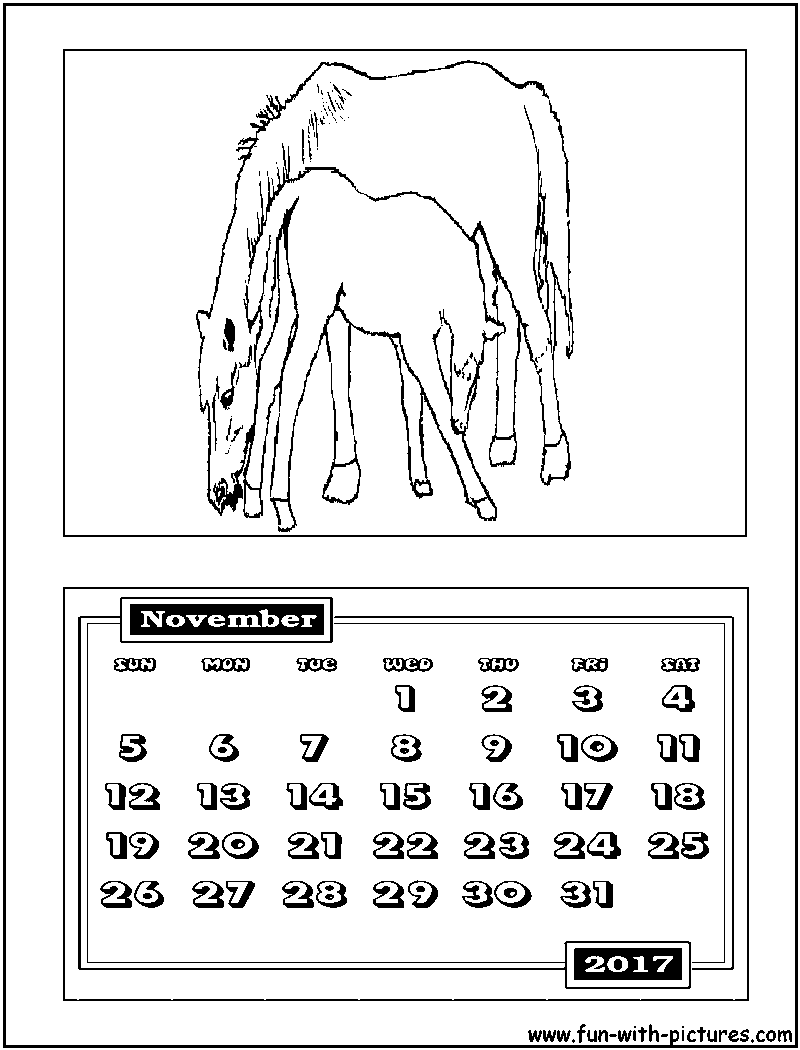 November Calendar Coloring Page 