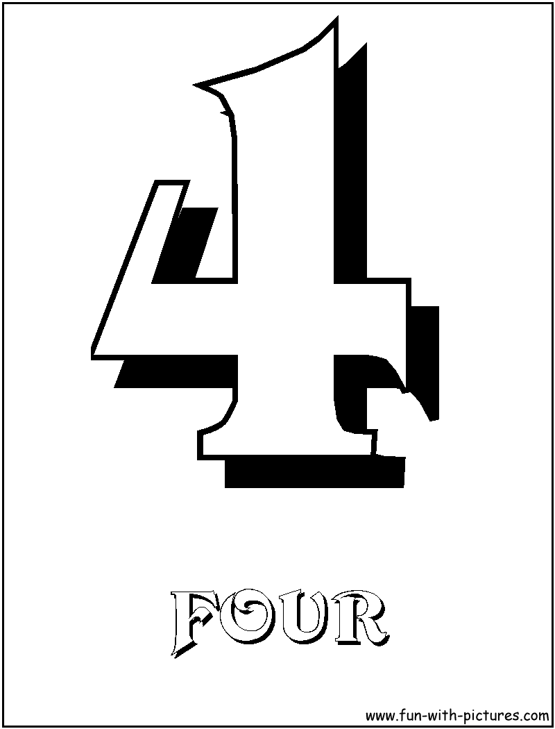 number-four-coloring-page
