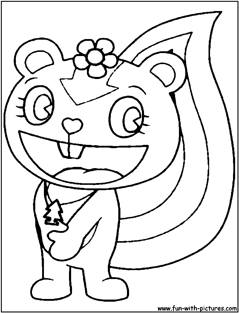 Simple Happy Tree Friends Coloring Pages for Kids