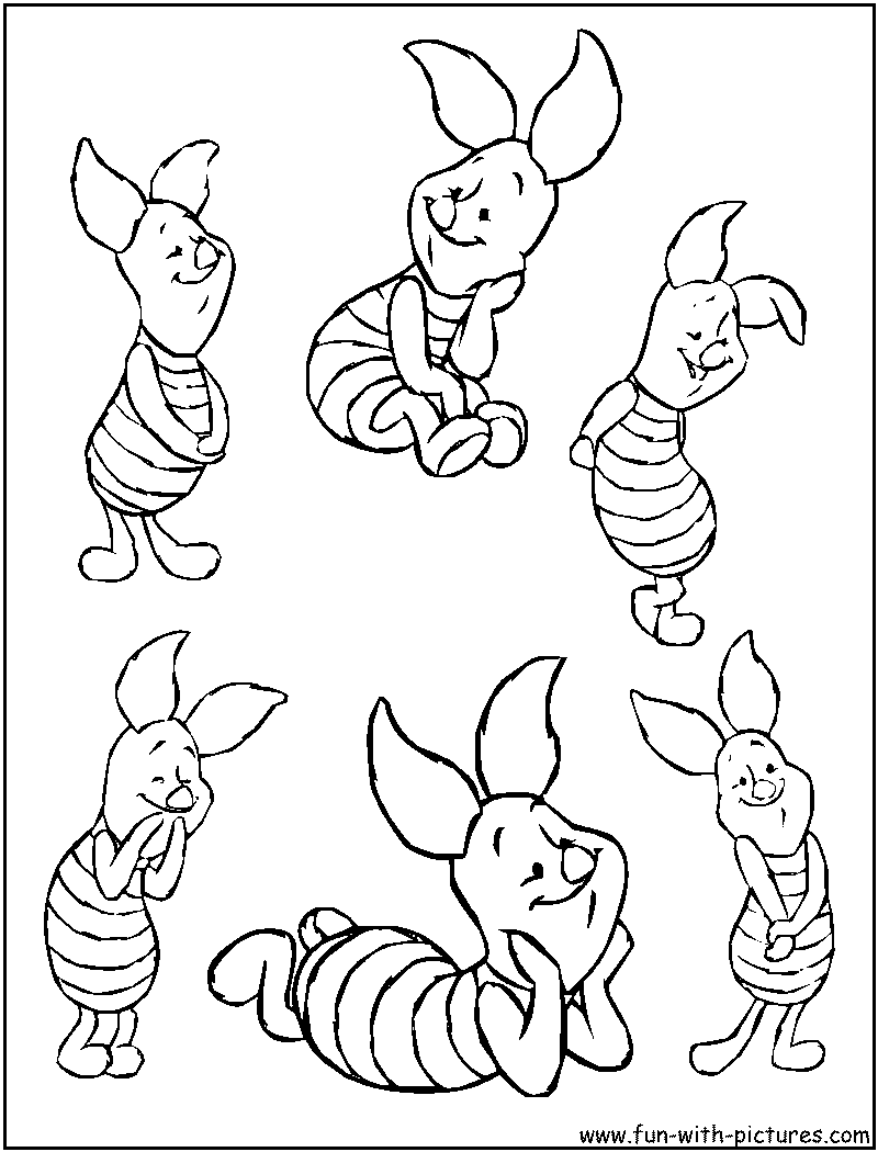 Piglet Moods Coloring Page 