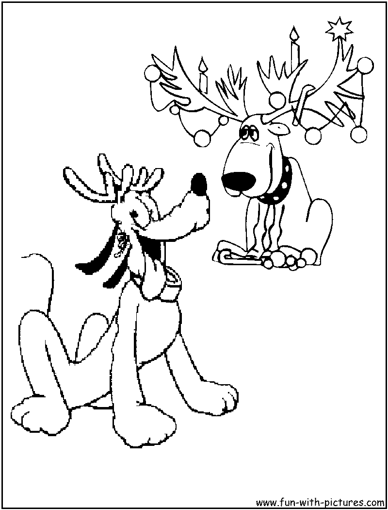Pluto Reindeer Coloring Page 
