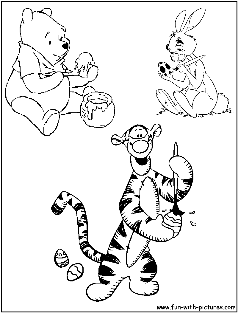 Pooh Eastereggs Coloring Page 