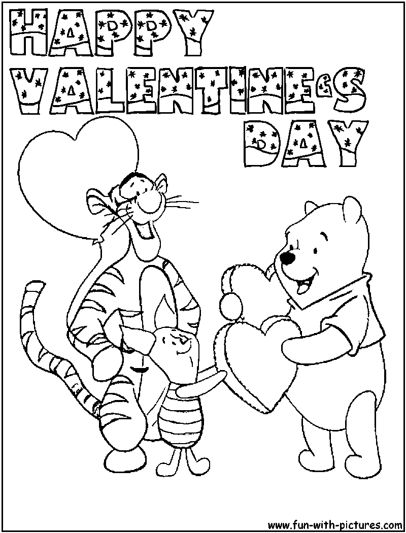 Pooh Valentinesday Coloring Page 