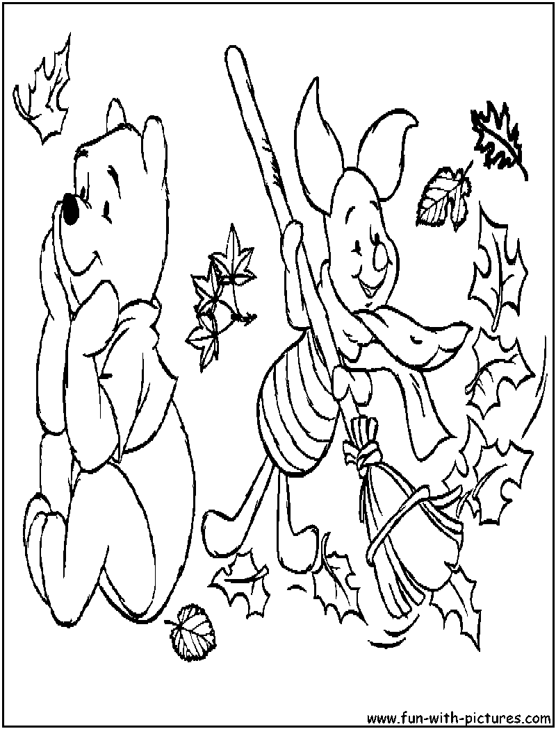 Poohbear Fall Coloring Page 