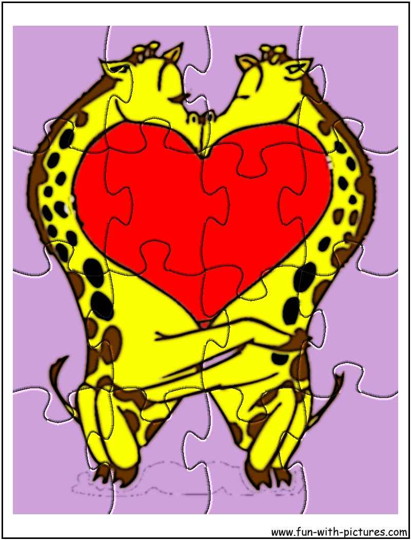 Printable Giraffe Heart Jigsaw