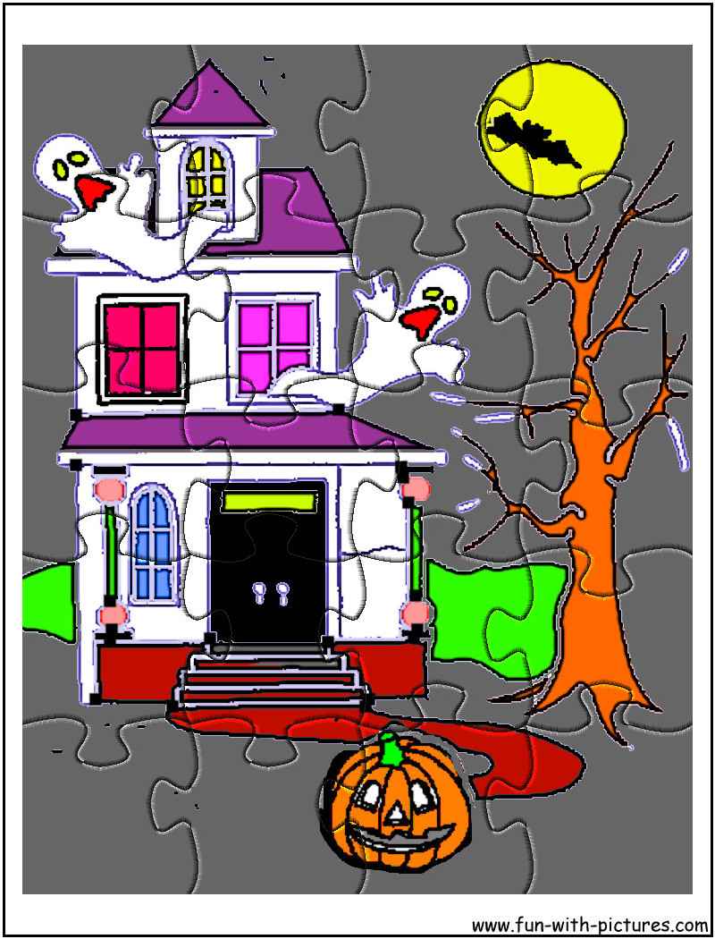 Printable Halloween Hauntedhouse Jigsaw