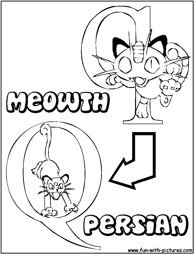Q Meowth Persian Coloring Page 