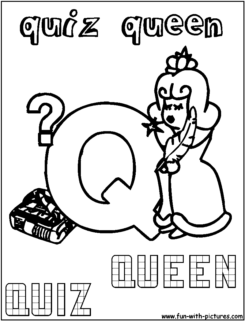 Q Quiz Queen Coloring Page 