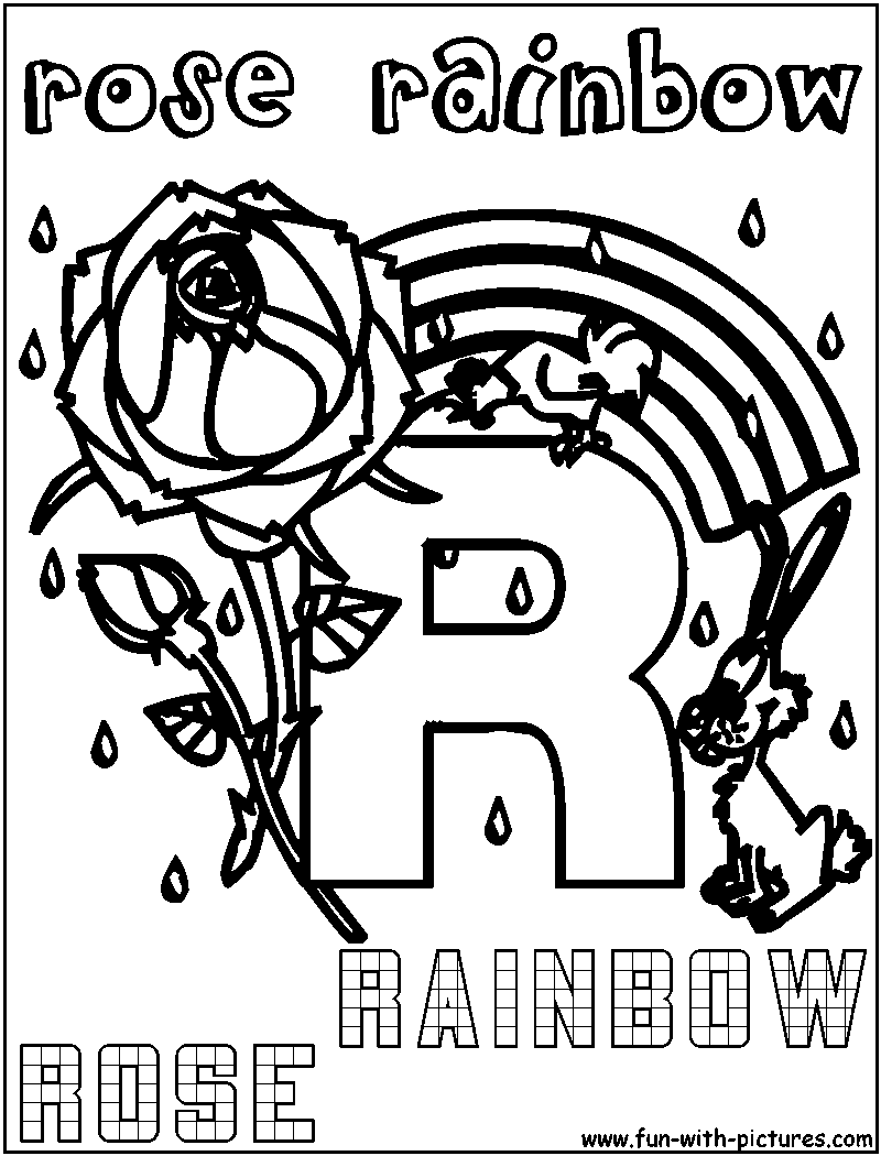 R Rose Rainbow Coloring Page 