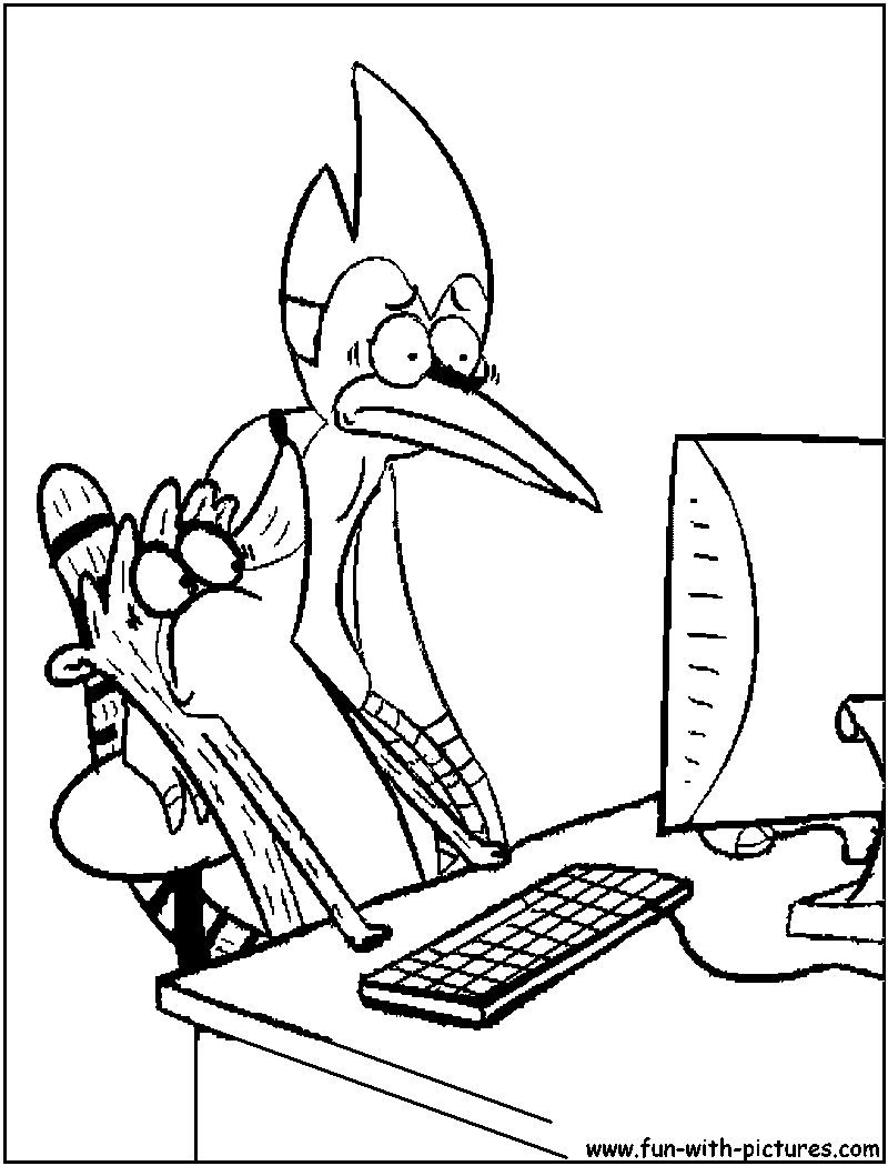 Regularshow Mordecai Rigby Coloring Page 
