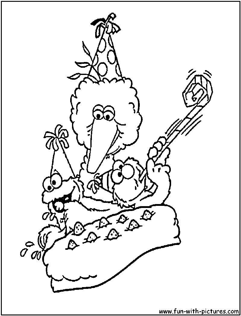 Sesame Street Birthday Coloring Page 