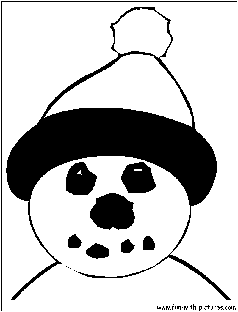 Snowman Coloring Face Fun Printable Sketch Coloring Page.