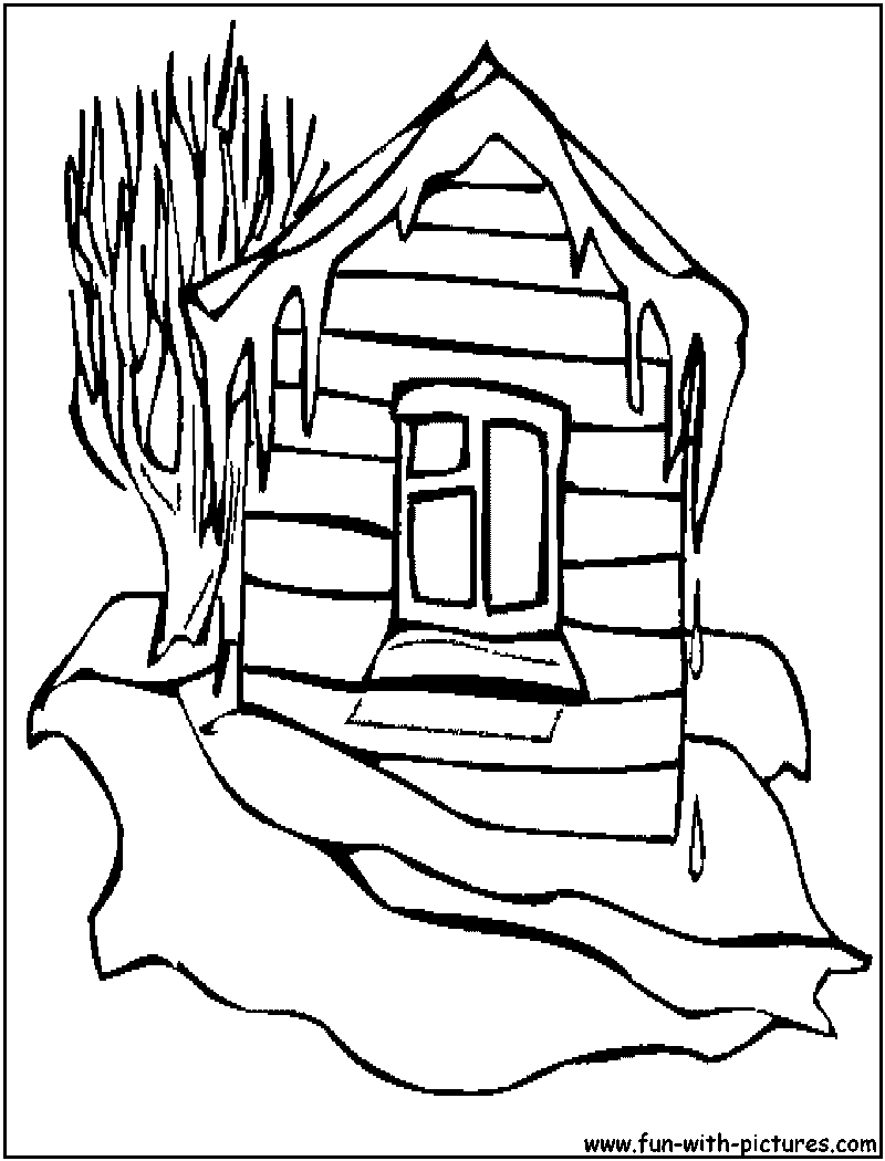 Spring Cottage Coloring Page 