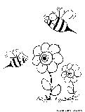 Bees Flowers Coloring Page 