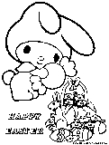 Hellokitty Easter Coloring Page 