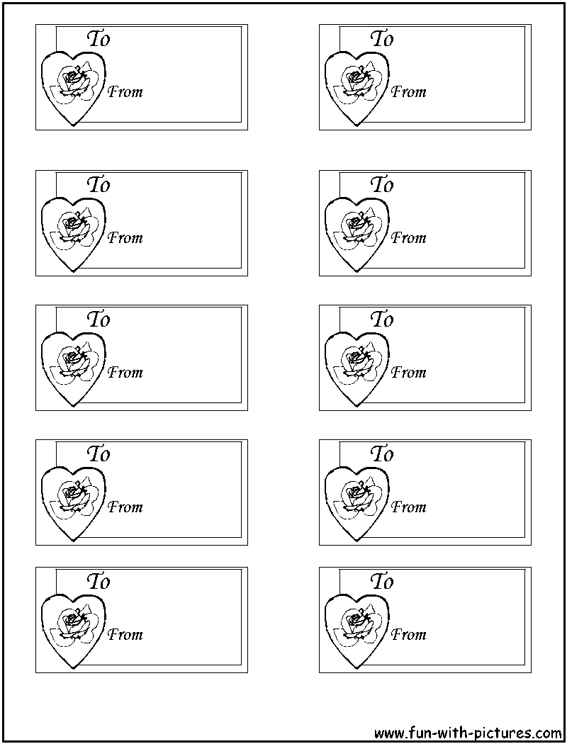 Valentine Heart Gifttags Coloring Page 