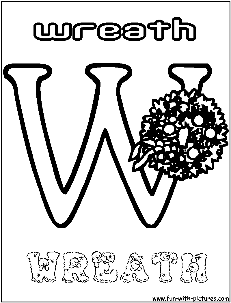 W Wreath Coloring Page 